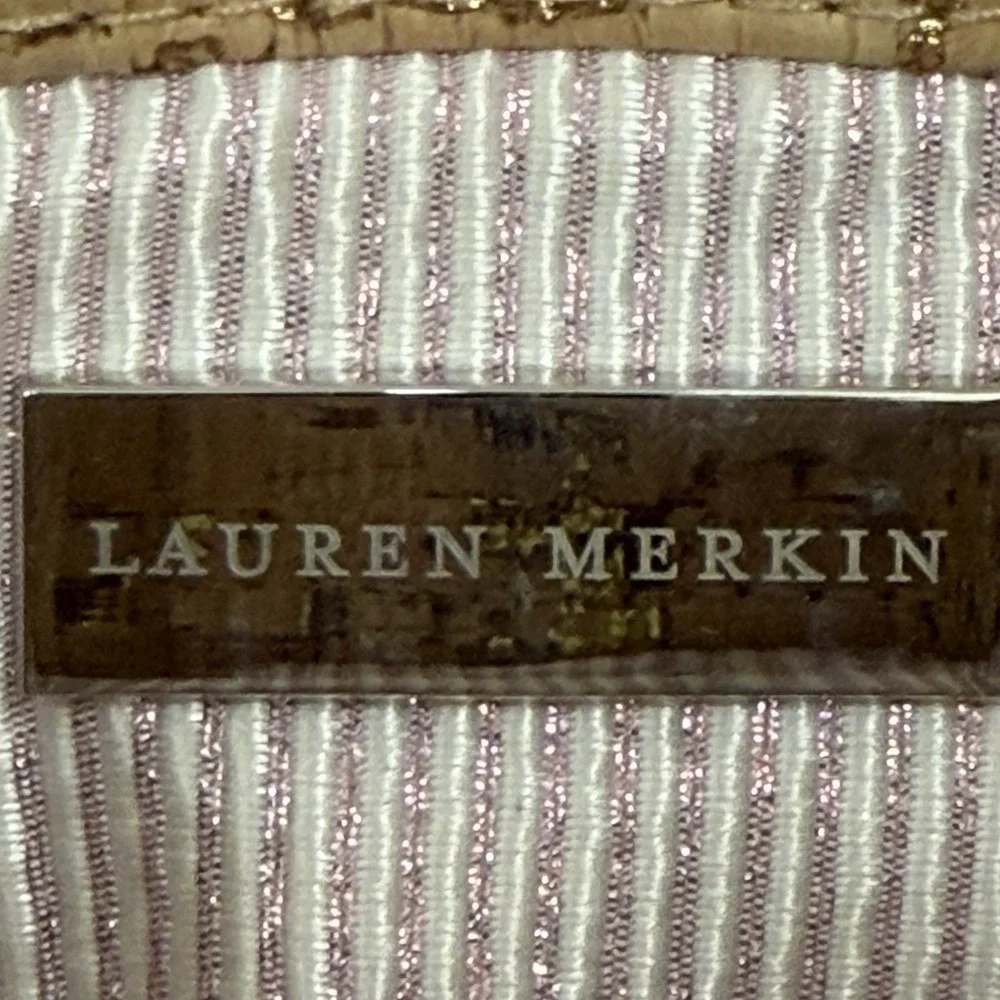 Lauren Merkin Cork Gold Flecks Clutch Bag Purse NWT Tan & Gold Tones